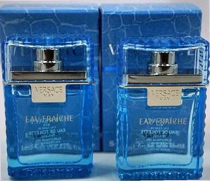 (2) Versace Men Perfume Eau Fraiche Man Cologne Mini Perfume EDT 0.17 oz each